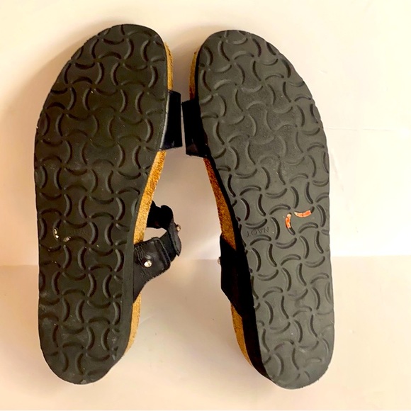 Naot -Ashley Black Madras Black Leather Wedge Sandal with Rhinestones Size 9.5 - Picture 4 of 10